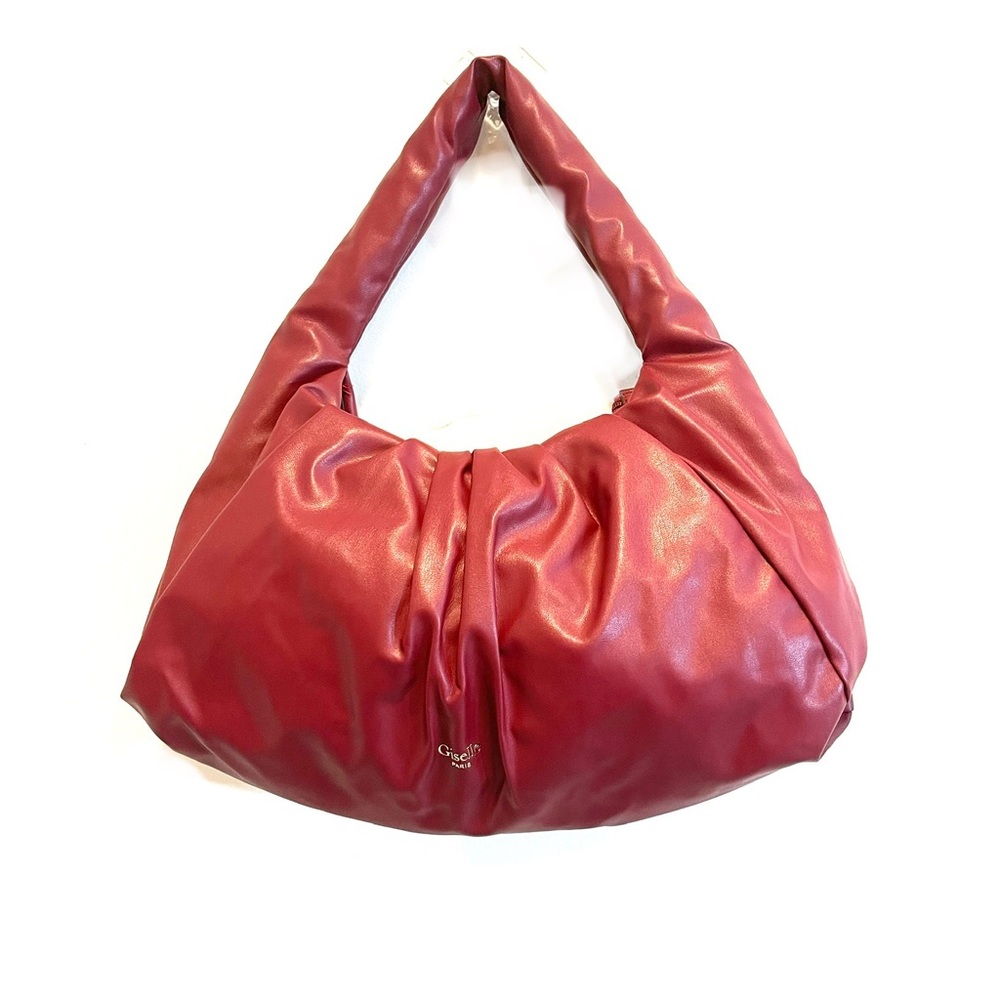 Gisselle Large Burgundy Faux Leather Hobo Purse Bag